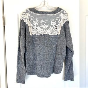 Anthropologie Lace Back Detail Sweatshirt